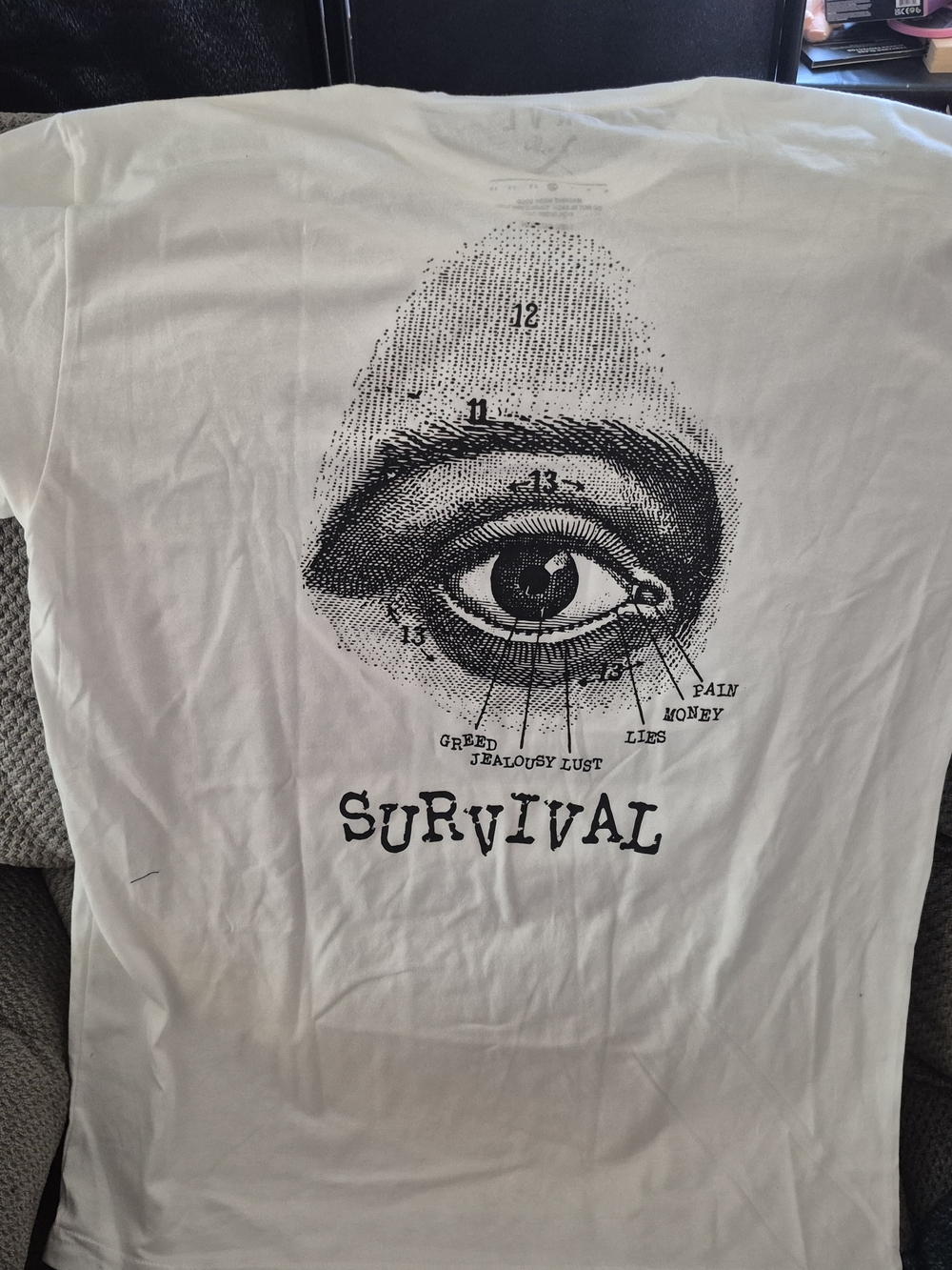 SRVL White Cotton Men's T-Shirt XL Crew Neck Short Sleeve Watch Your Back